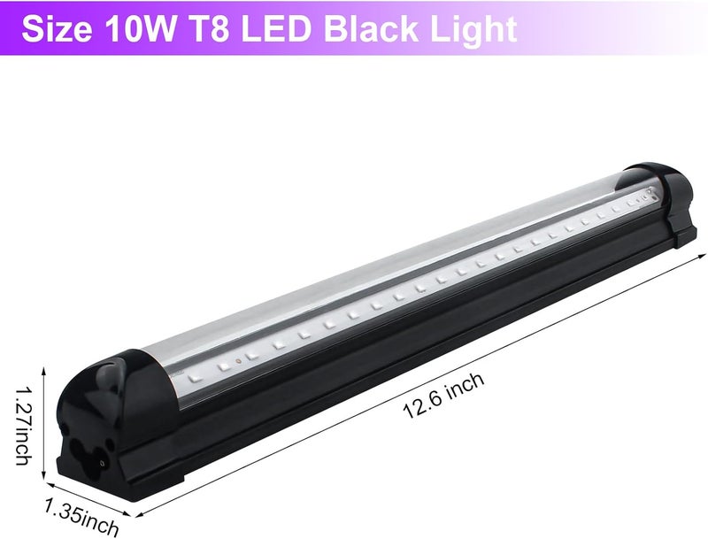 BOSITE 4 Pack 10W 48 LED Black Light Bars 1Ft 395-400nm UV Blacklight Tube with 5.9Ft Cord+Plug+Switch Linkable Black Light Fixtures for Bedroom Fluorescent Poster Body Paint Halloween Glow Party - Image 5